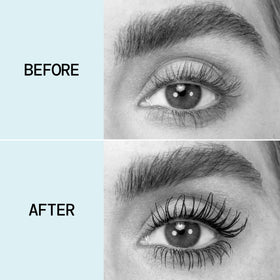 Pacifica mascara applied in lifestyle shot for lifted, open-eyed look