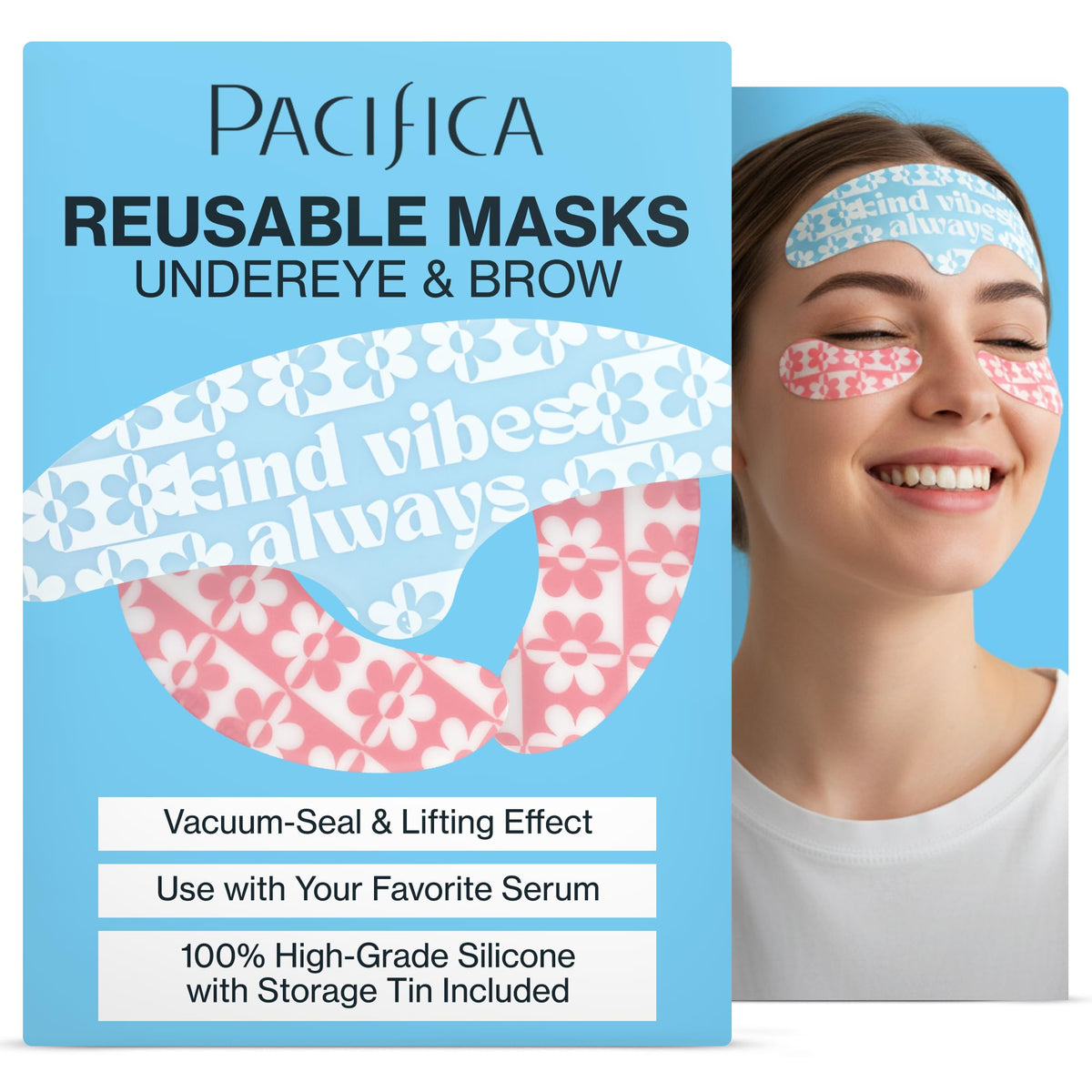 Pacifica forehead mask front view showing smooth seal and easy application benefit
