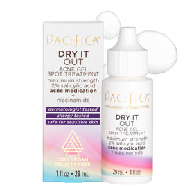 Pacifica front packaging showing gel tube and clear labeling, fast blemish relief