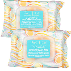 Pacifica front packaging showing two-pack convenient travel wipes