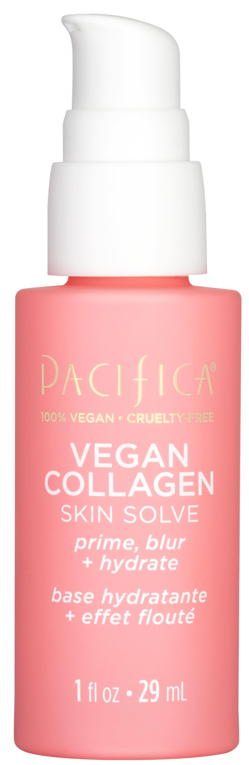 Pacifica front packaging showing primer bottle and pump for easy use