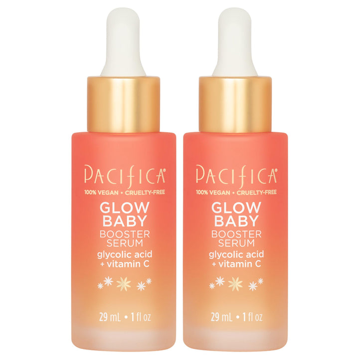 Pacifica front packaging showing two serum bottles and brightening promise