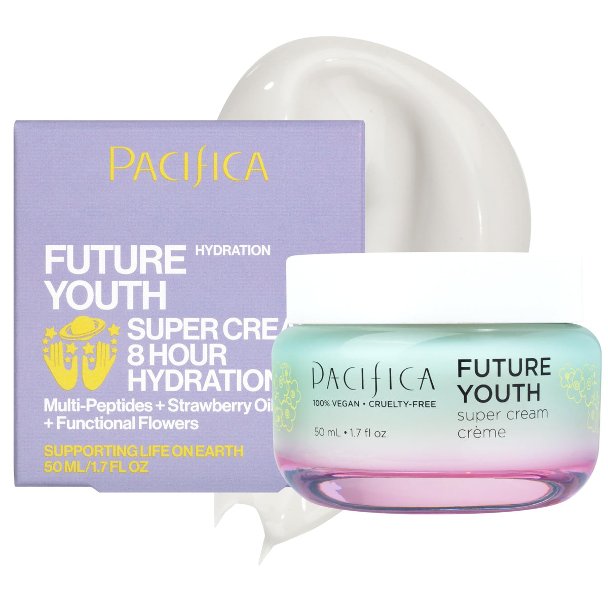Pacifica jar front packaging showing label and benefit
