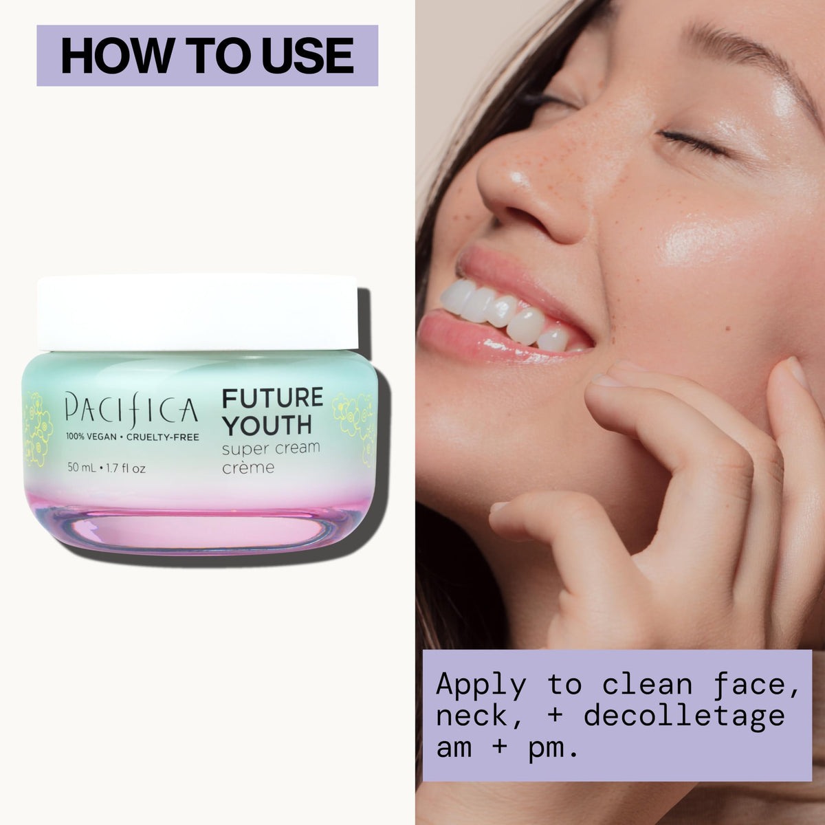 Pacifica cream under makeup showing non-greasy finish benefit