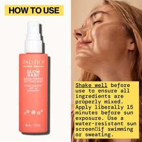 Pacifica being sprayed over makeup for easy SPF reapplication
