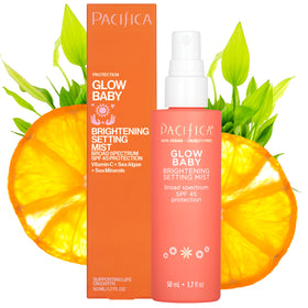 Pacifica bottle front packaging showing SPF label and glow