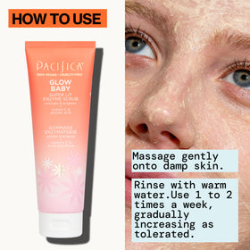 Pacifica Glow Baby ingredient label close-up highlighting clean formulation