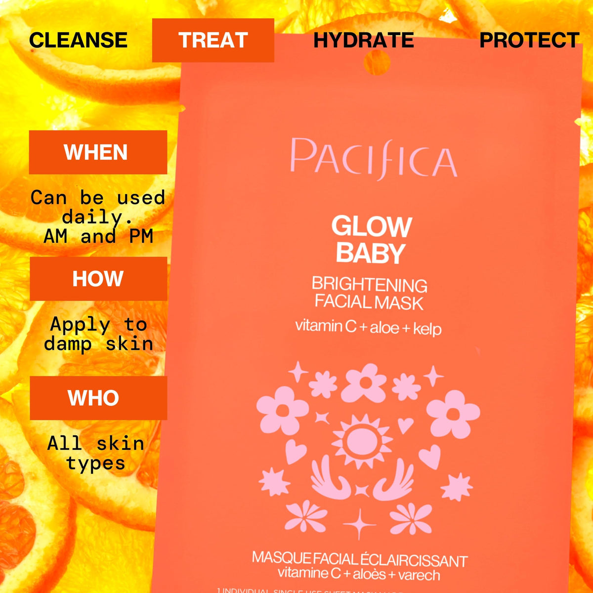 Vanity scene with Pacifica mask placed by candles suggesting relaxing routine benefit