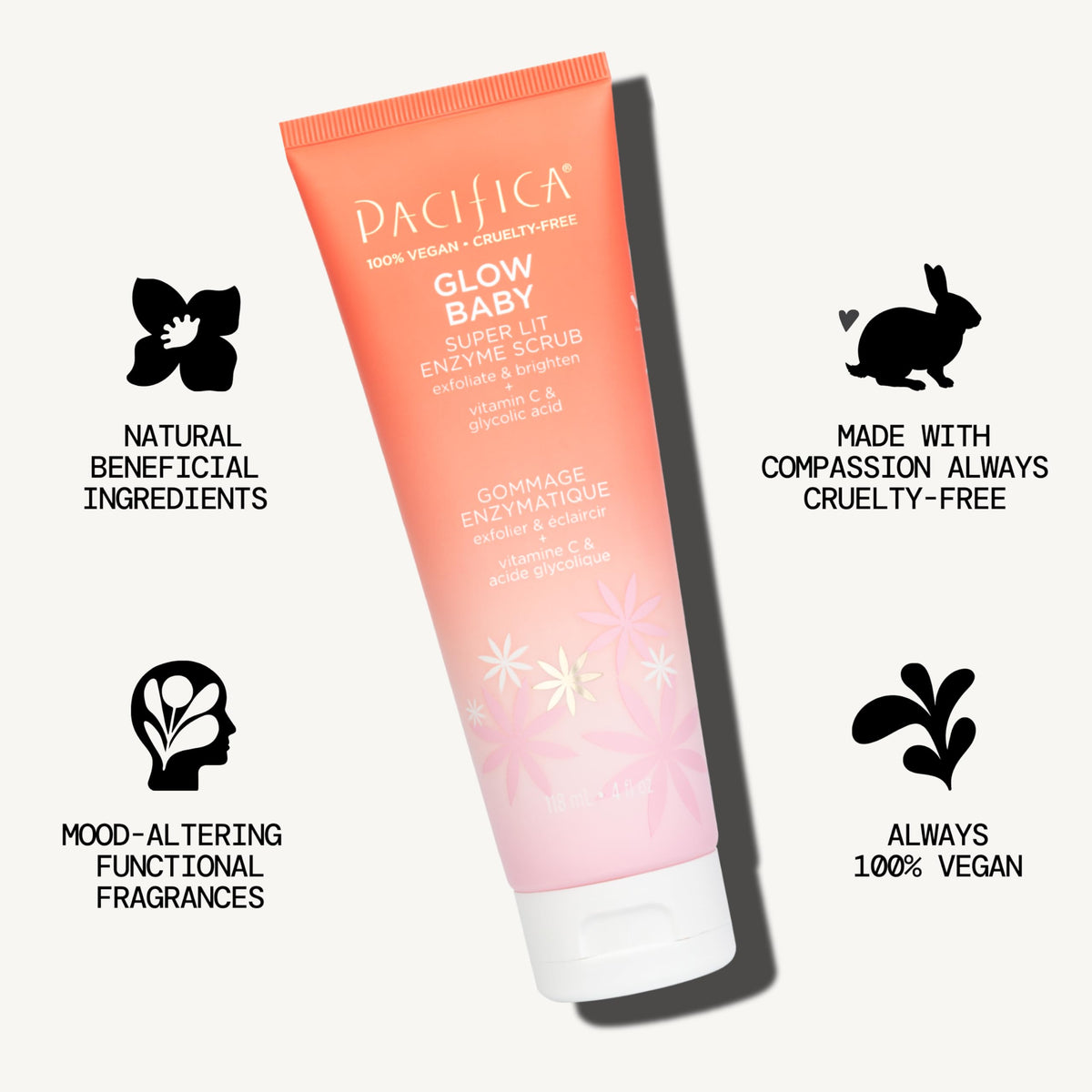 Pacifica Glow Baby on vanity with skincare items showing daily ritual