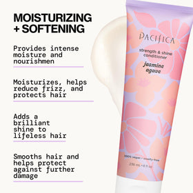 Pacifica shampoo texture on palm showing gentle, foaming cleanse