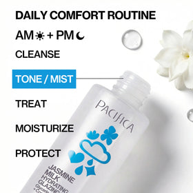 Pacifica 5 fl oz bottle next to common items for scale and lasting supply benefit