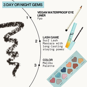 Pacifica pencil applied on model eye showing dramatic, long-lasting definition