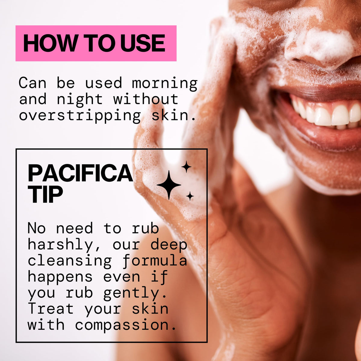 Pacifica removing foundation and mascara to show makeup cleanup