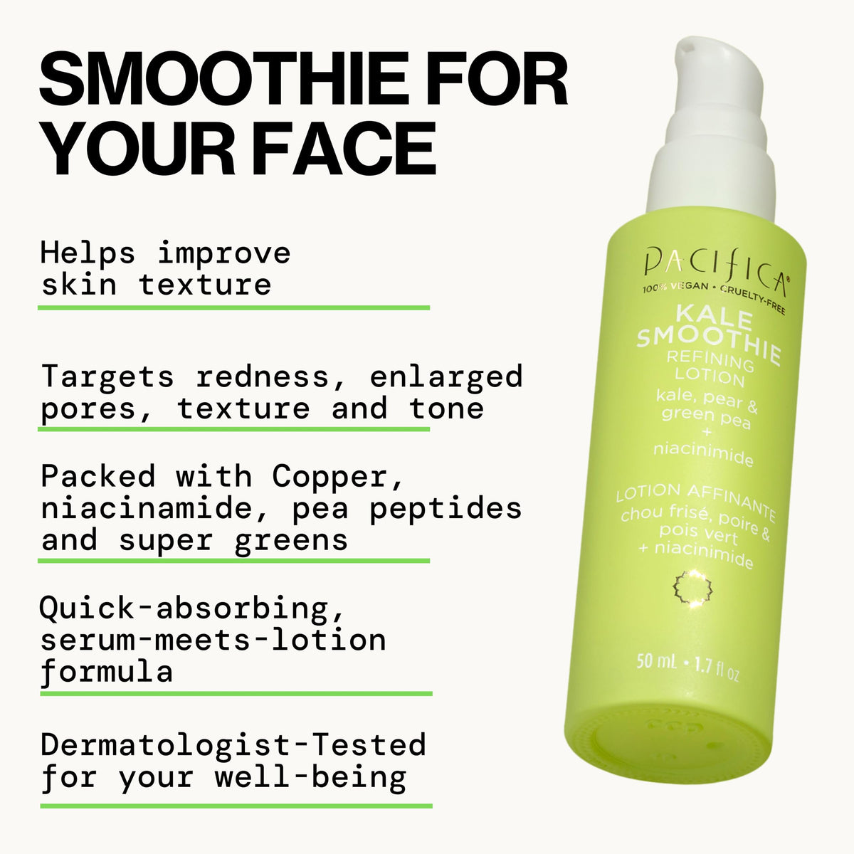 Pacifica pump and label highlighting clean ingredients and clarity