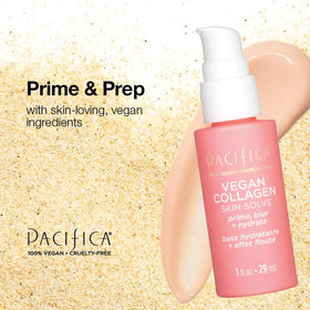 Pacifica ingredient label closeup showing vegan collagen and hyaluronic acid