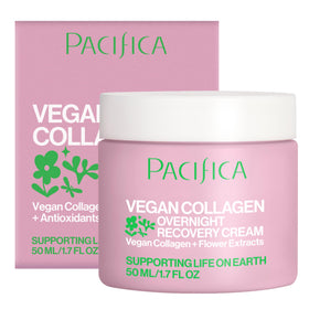 Pacifica jar front view showing clean vegan night cream packaging and benefit