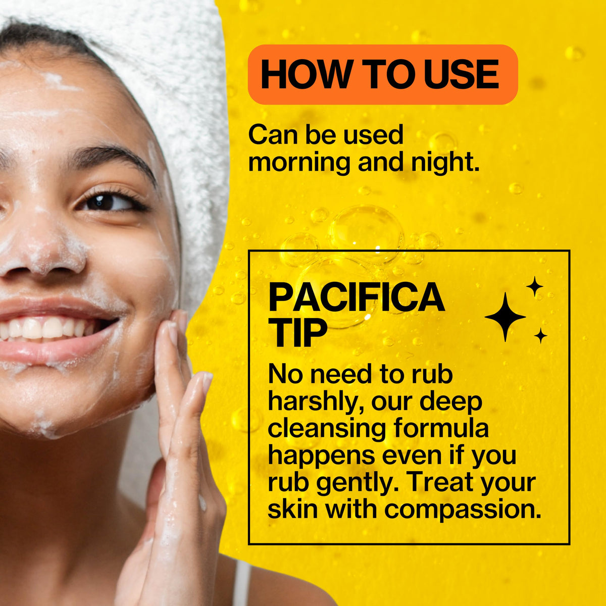Pacifica product dispensed from open cap showing lightweight foam consistency