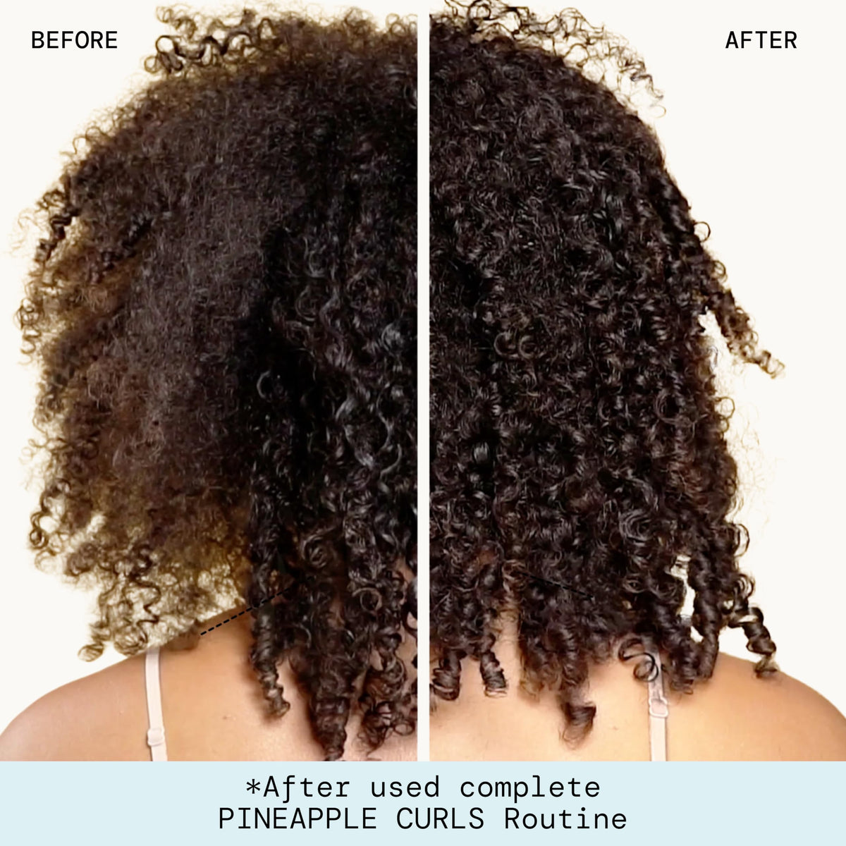 Pacifica before and after curls showing improved bounce and definition