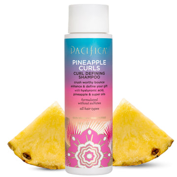 Pacifica Pineapple Curls front packaging showing bottle and label, enhances curl definition