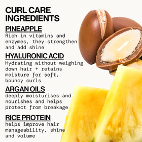 Pacifica Pineapple Curls ingredients label with key actives for nourishment and strength