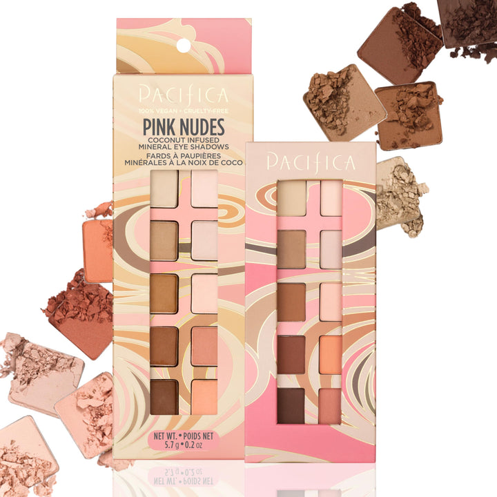 Pacifica palette front open showing 10 neutral shades and layout benefit