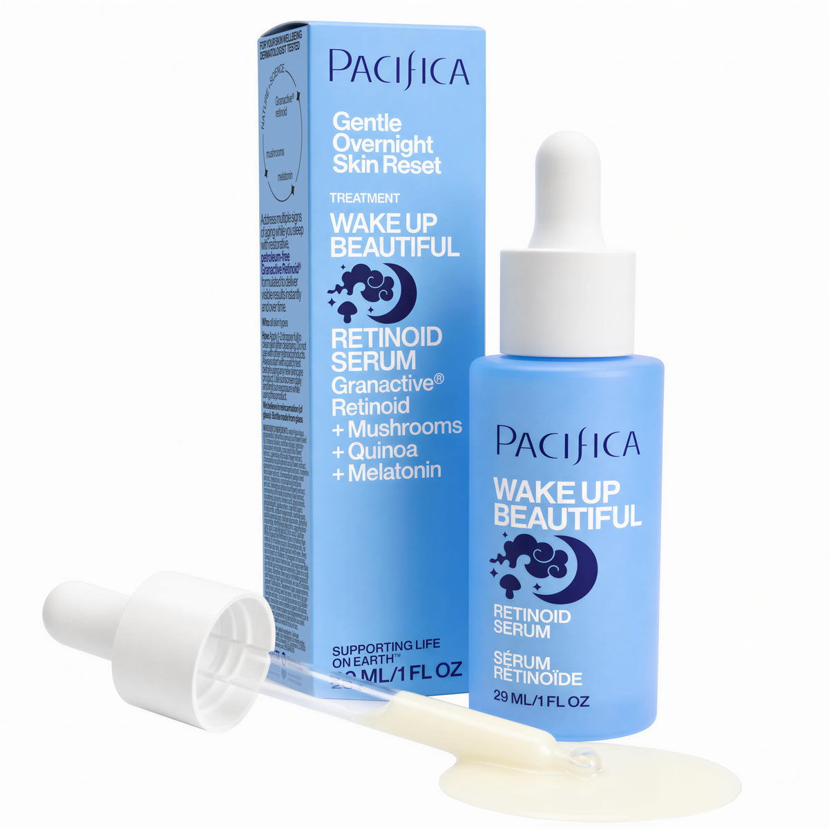 Pacifica bottle front view showing branding and sleek design benefit: clear product identity