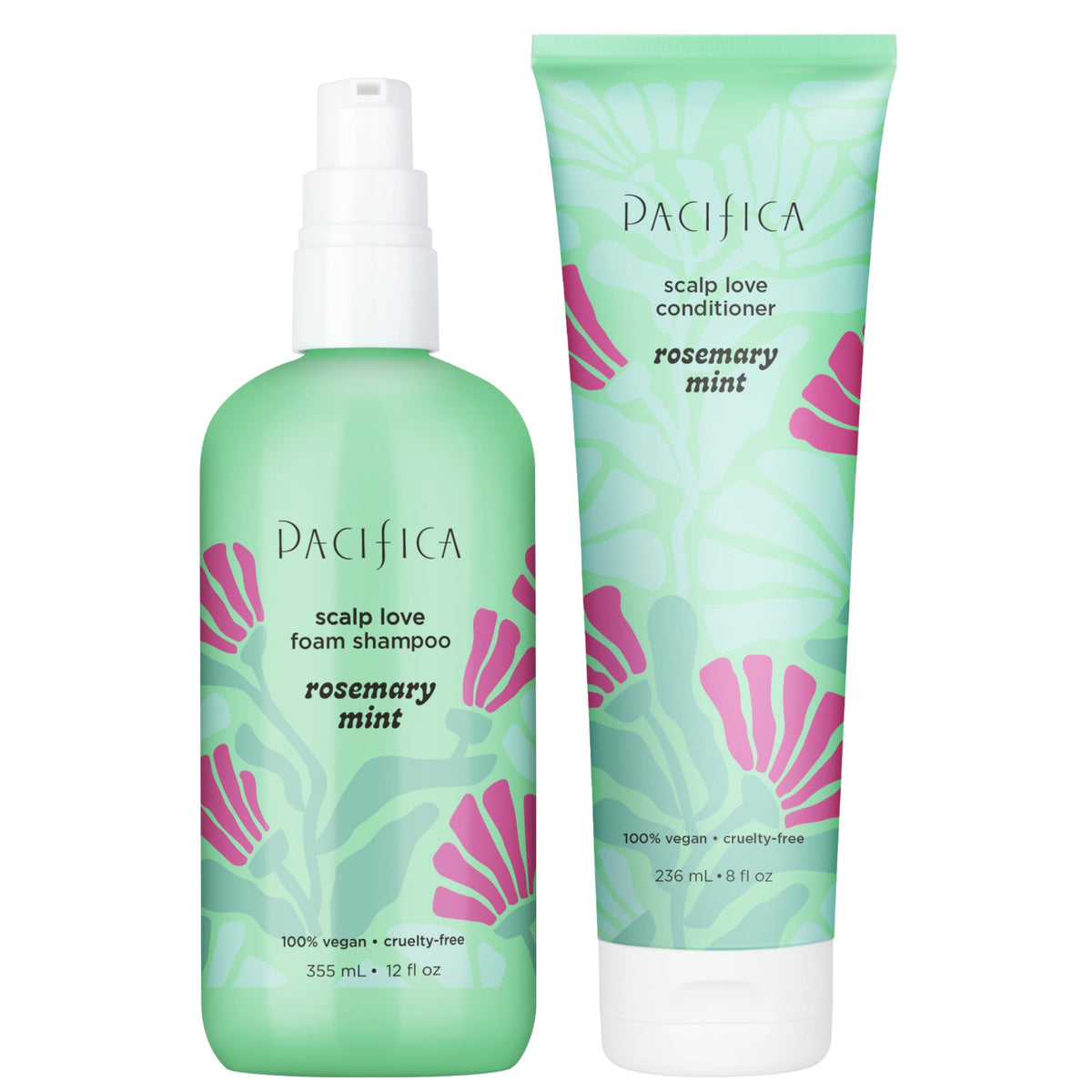 Pacifica bottle front packaging showing rosemary mint set benefits