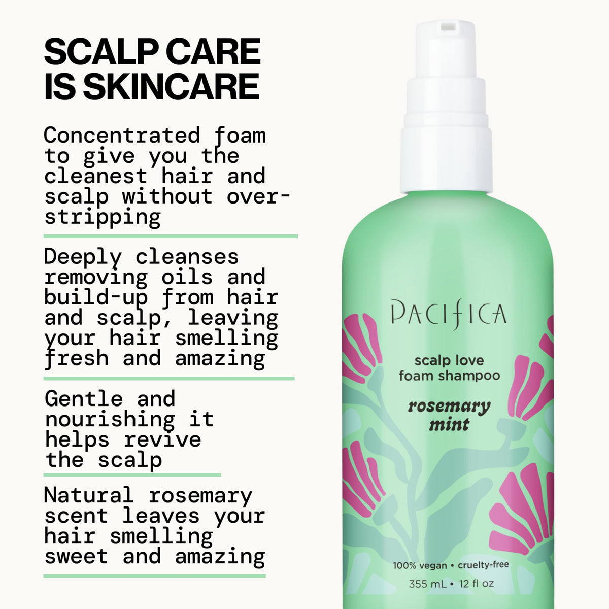 Pacifica bottles in hand to show actual size and travel-friendly benefit