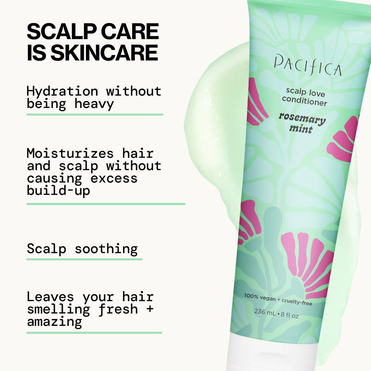Shampoo and lather in shower showing refreshing scalp-cleaning benefit