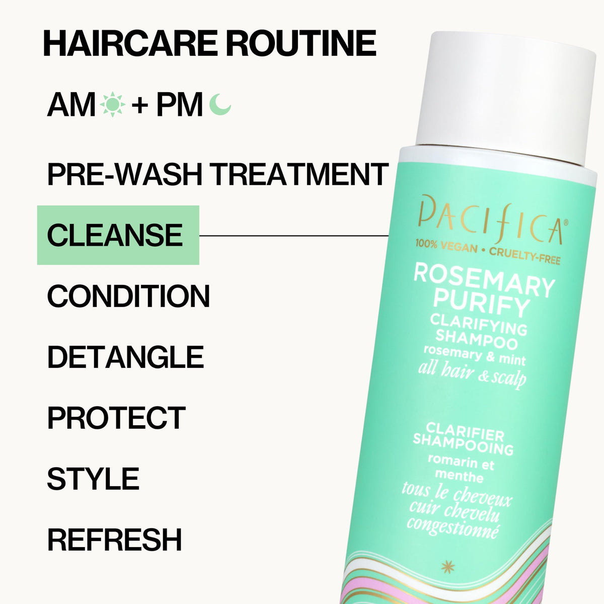 Pacifica bottle with fresh rosemary sprigs emphasizing botanical freshness benefit