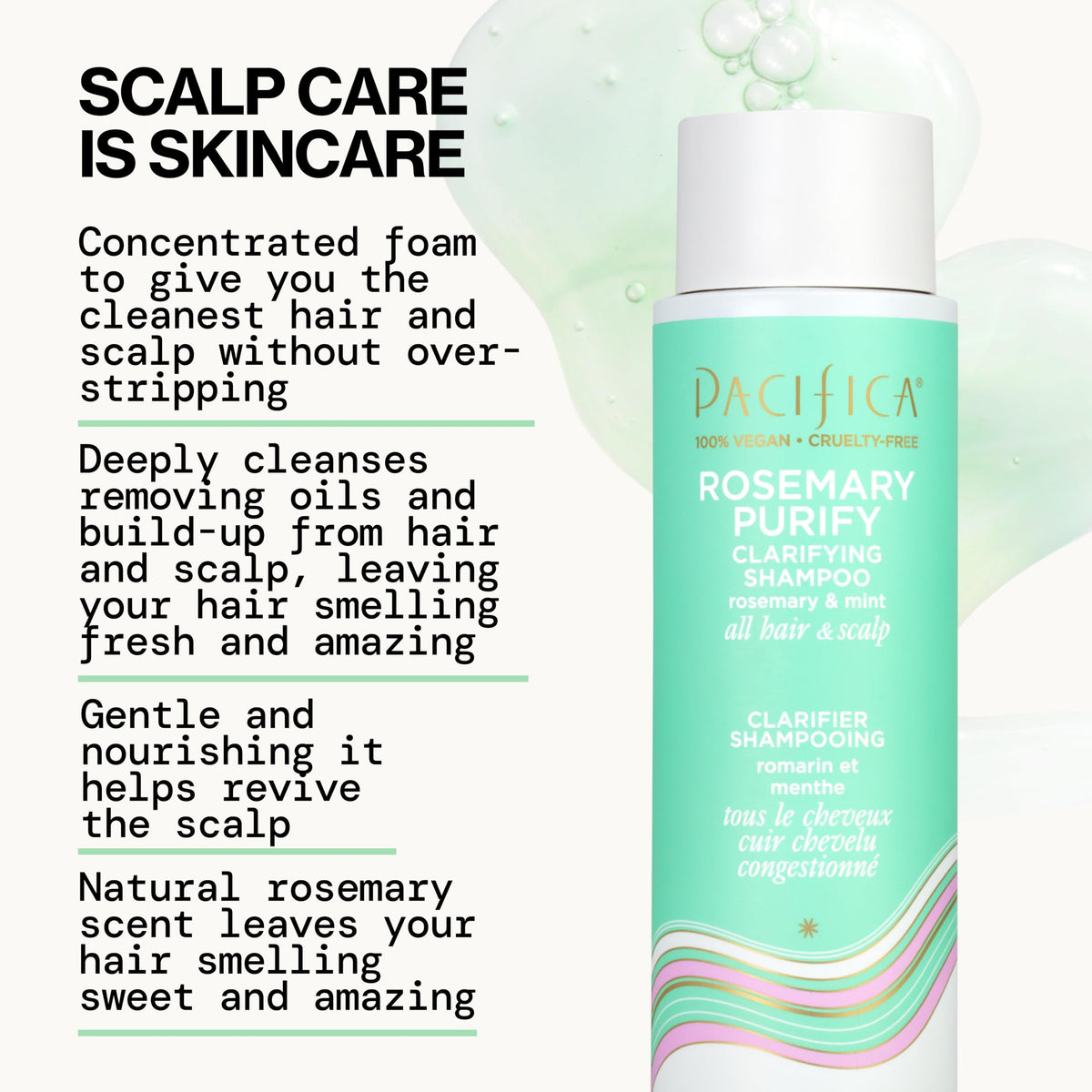 Pacifica conditioner creamy close-up demonstrating rich hydration and detangling