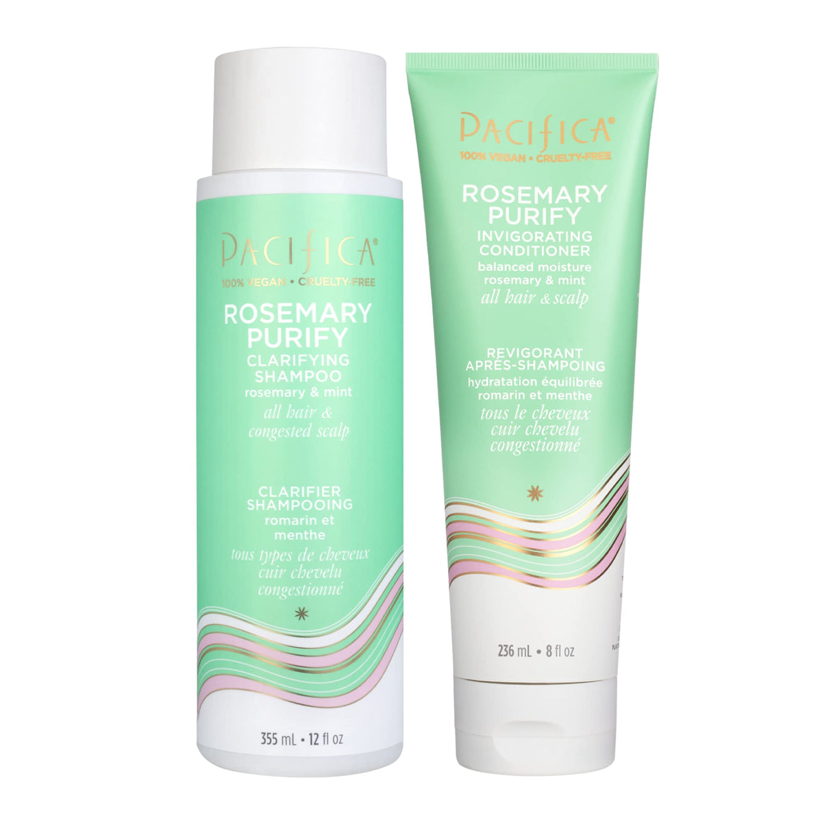 Pacifica front packaging showing both bottles, clear product identity and benefits
