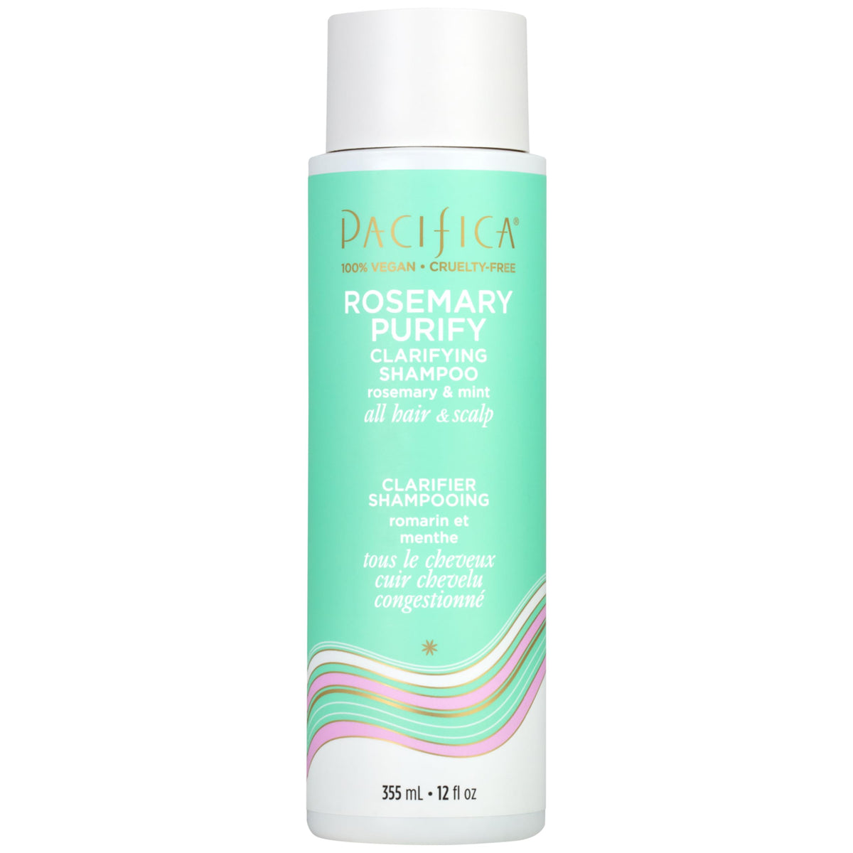 Pacifica front bottle view showing rosemary purify label and clean design benefit