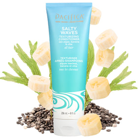 Pacifica front bottle showing Salty Waves conditioner and banana scent benefits