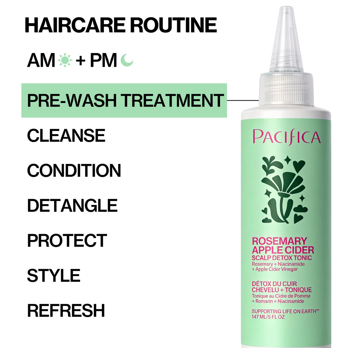 Pacifica bottle next to ruler showing 5 oz size for accurate scale