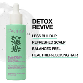 Pacifica Scalp Love texture drop on fingertip showing lightweight serum and quick absorption