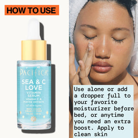 Label close-up on Pacifica bottle displaying key ingredients and clean-beauty claims clearly