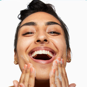 Pacifica Sea Foam in hand being dispensed for easy makeup removal