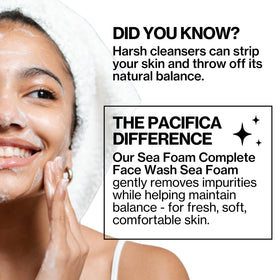 Pacifica Sea Foam foam in hand demo showing gentle cleansing action