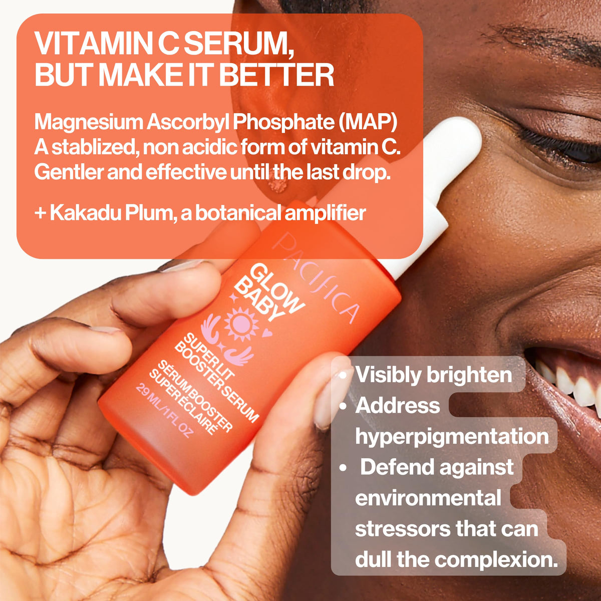 Pacifica dropper dispensing serum illustrating precise application benefit