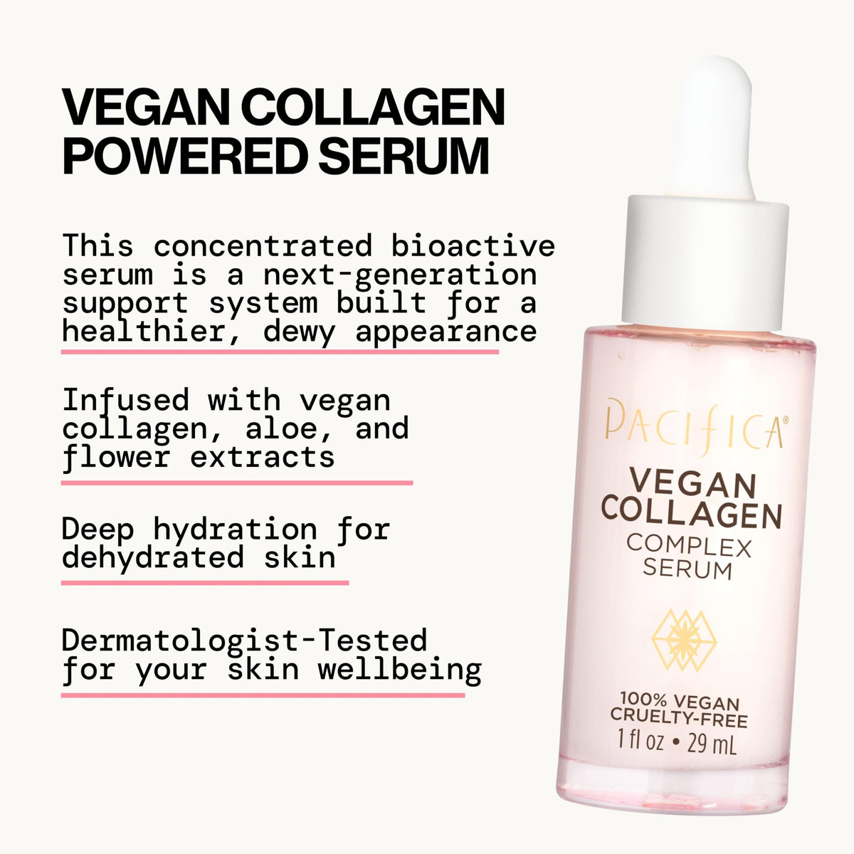 Pacifica serum on hand glistening to show instant moisture and softening effect