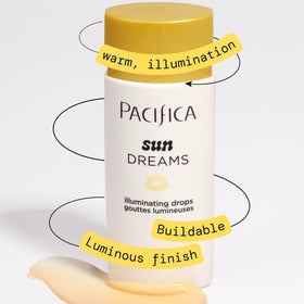 Pacifica texture spread on skin close-up, smooth dewy finish benefits