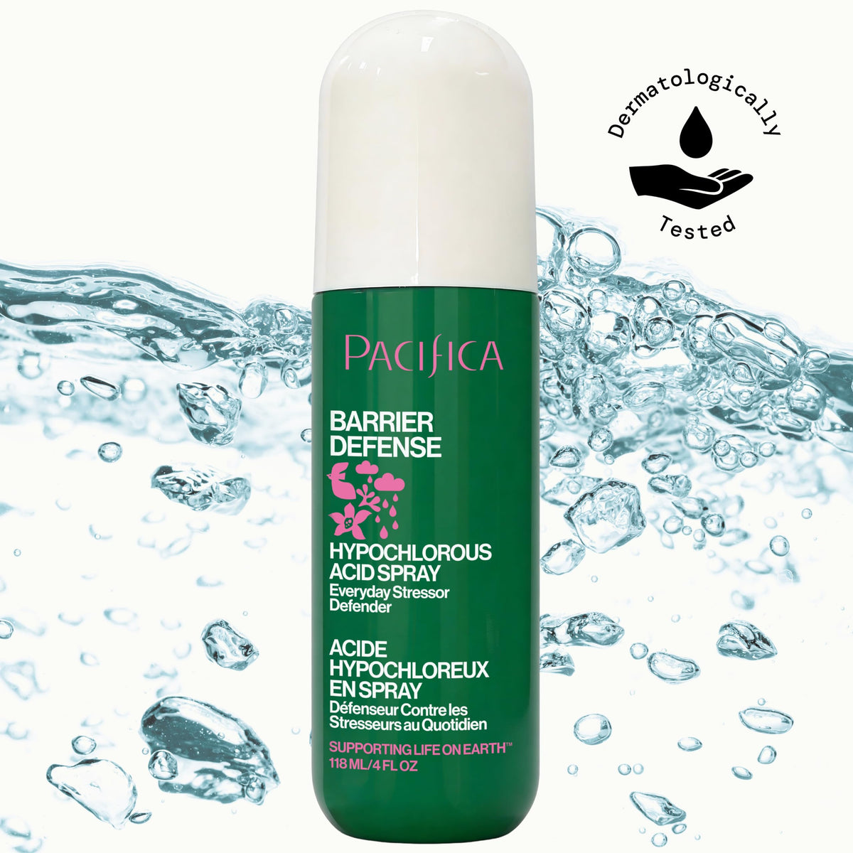 Pacifica travel-size bottle in bag for on-the-go skin calming