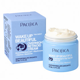 Pacifica jar front view showing packaging and overnight retinoid benefits
