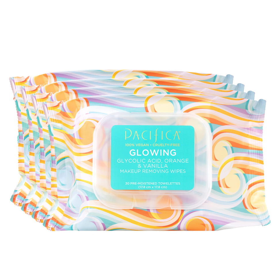 Pacifica front packaging of 120-count wipes showing brand and clean-beauty benefit
