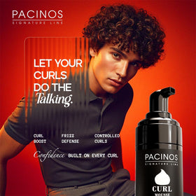 Pacinos application on damp hair scrunching to form defined curls