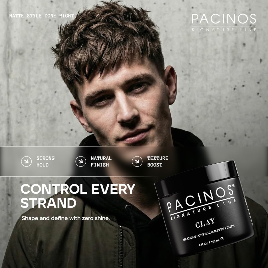 Pacinos clay in hand ready to apply for controlled, restylable hold