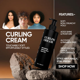 Pacinos cream spread through damp curls for defined styling