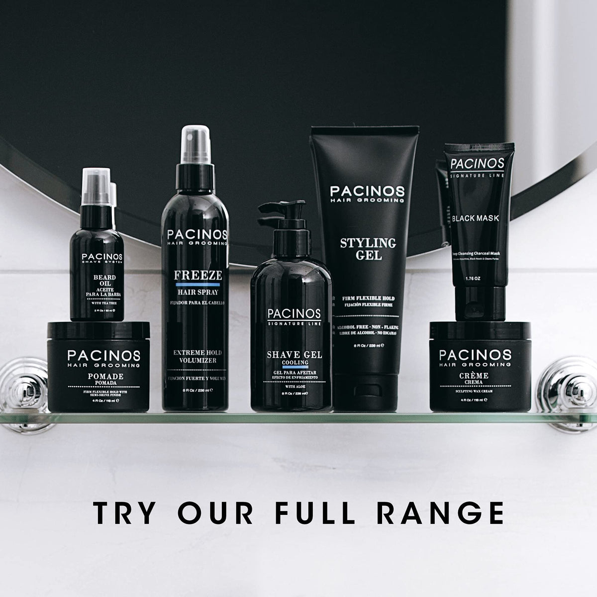 Pacinos creme size scale with hand indicating compact, travel-friendly jar