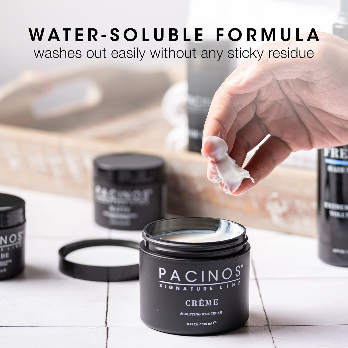 Pacinos creme styled fohawk illustrating defined shape and natural shine